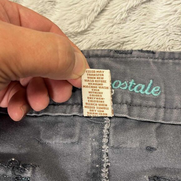 Aeropostale Pants Women 7/8 Gray Capri Casual Wide Leg Double Button Butterfly - Picture 5 of 8